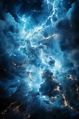 Blue lightning on light gray background. AI generative
