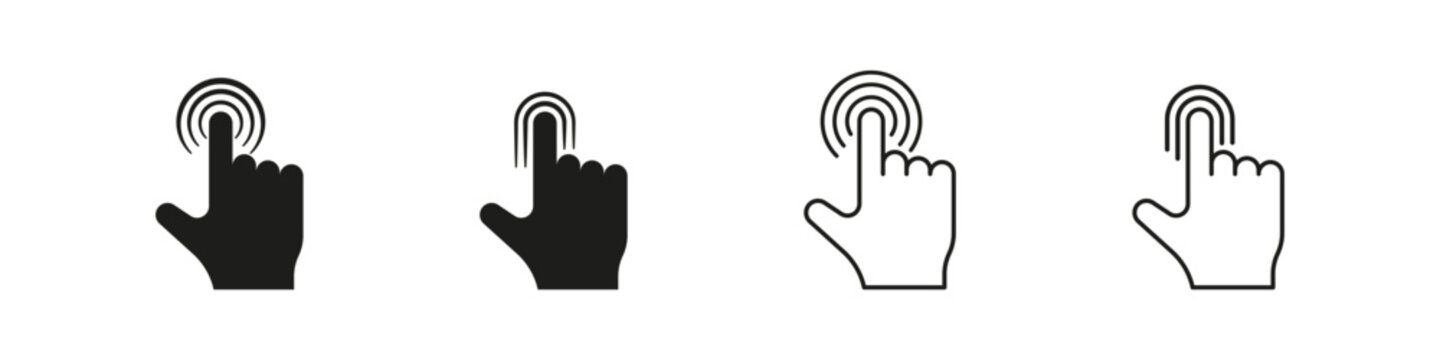 Finger screen gesture icon set. Touch, tap, flick or swipe icons.