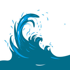 Sea waves blue ocean waves with white foam in cartoon style vector