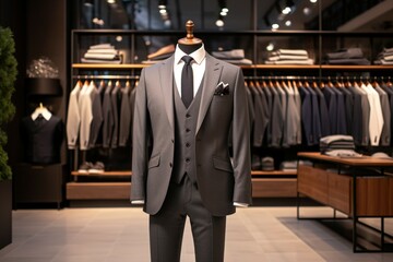 Clothing store ambiance Luxurious mens suit sophisticated store