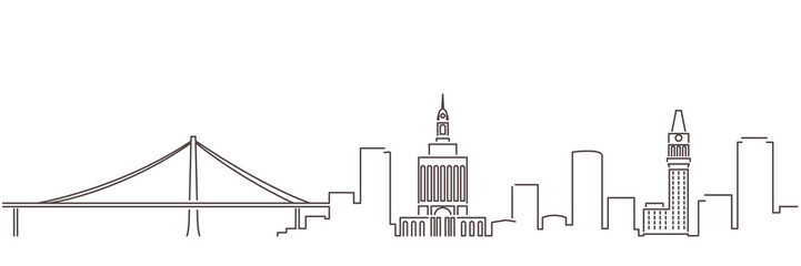 Oakland Dark Line Simple Minimalist Skyline With White Background