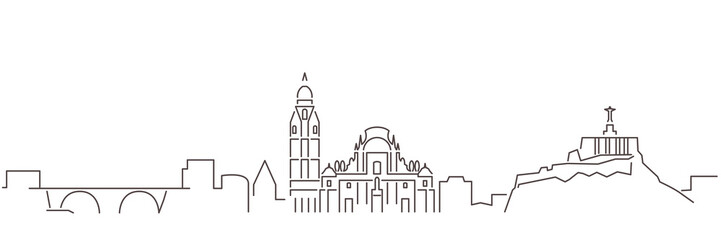 Murcia Dark Line Simple Minimalist Skyline With White Background
