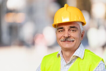 Construction worker portrait at construction site architecture industry