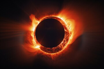 Total solar eclipse   captivating celestial event with the moon completely blocking the sun - obrazy, fototapety, plakaty
