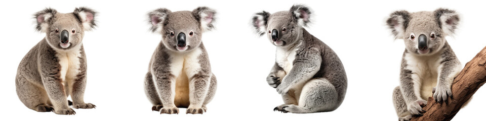 Koala in Several Poses Collection Against Transparent Background