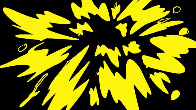 Exploding cartoon grenade on a black screen. Explosion concept for video transition to 4K with alpha channel.