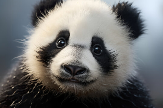 A close up portrait of a panda