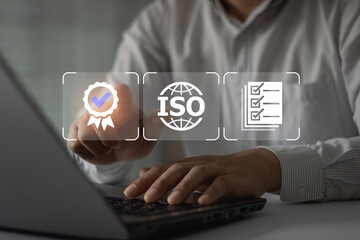 ISO standards quality control. Certification and standardization process, iso certified business,...