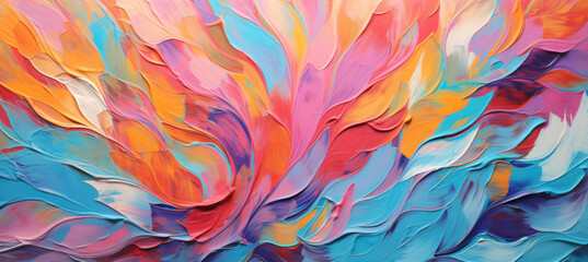 Fototapeta na wymiar Colorful Energetic Oil Paint Close-Up