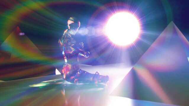 looped 3d animation. prayer meditation in astral space