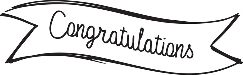 Festive Congratulations Banner. Black congratulations sign. Black congratulations flag. 