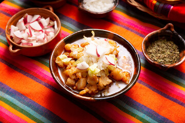 Pozole. Traditional mexican soup very popular in mexico and neighboring countries. Made from cacahuazintle corn with meat and other ingredients depending on the region.