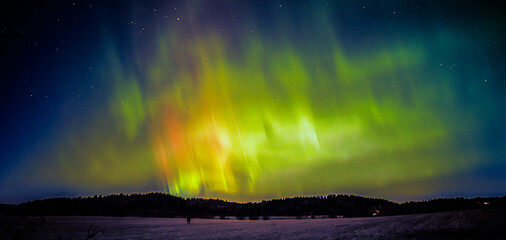 Colourful aurora dancing in the sky