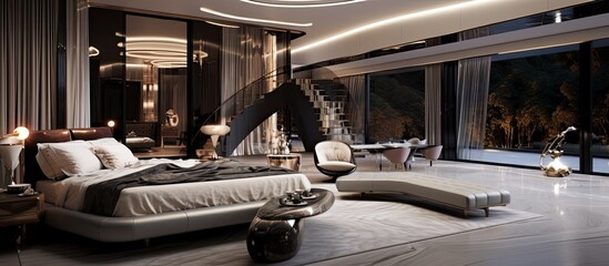 Opulent Aussie mansion featuring a lavish bedroom and living space.