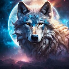 surreal wolf, face, eyes, canis.