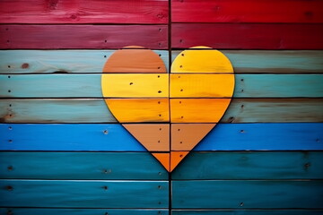 Vivid heart on wooden background