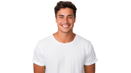 Fototapeta premium A young handsome man with a happy face smiling and looking at the camera, isolated on transparent background