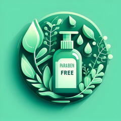 A Modern Paraben Free Logo on Green Background