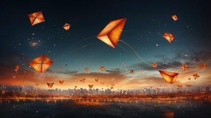 Happy Makar Sankranti. Celebrating the cultural richness and joy: a colorful Indian harvest festival with kites, traditions, and festive cheer.