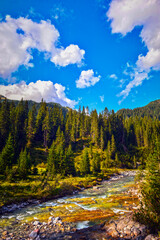 Der Lech - unberührte Wildflusslandschaft in Lech am Arlberg (Vorarlberg, Österreich)