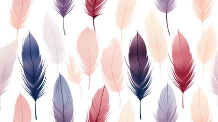 Bohemian Feathers Watercolor Seamless Pattern AI Generated