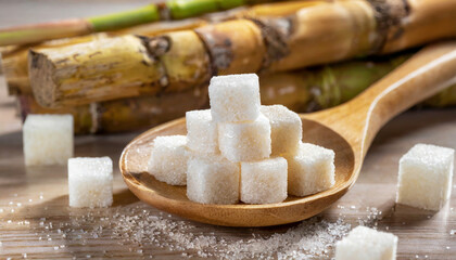 Fototapeta premium Sugar obtained from natural sugar cane