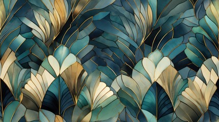 Elegant Art Deco Watercolor Seamless Pattern AI Generated