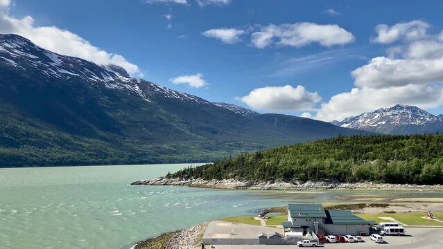 Skagway, Alaska: Temsco Helicopter sightseeing tours of glaciers and dog sled camps. Popular cruise excursions in Skagway, gold rush town on inside passage. Yakutania Point, Taiya Inlet.
