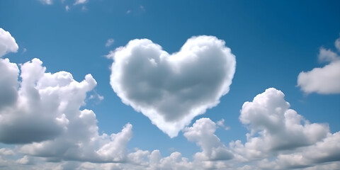 Naklejka na ściany i meble Clouds forming a heart in the sky 