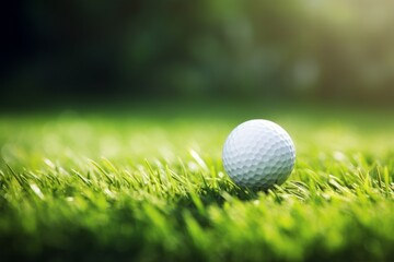 Golf Ball Close-Up with Green Bokeh Background - Ideal for Sports, Recreation, and Golfing Concepts