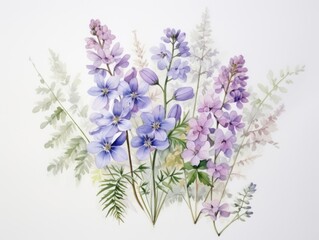 Fototapeta na wymiar Vintage Style Watercolor Spring Flower AI Generated