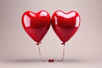 two  red hearts concept of love