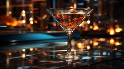 blue cocktail with red martini in a bar - obrazy, fototapety, plakaty