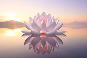 lotus flower on the sunset. Generative ai