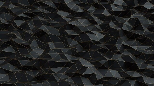 Black and gold abstract background. Abstract background for presentation template. Parametric Low poly triangle. 3d looping animation background