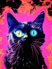 Art psychedelic monster cat