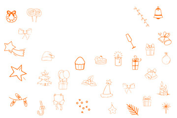 Happy new year and Merry Christmas line art decoration element doodle vector. Eps 10