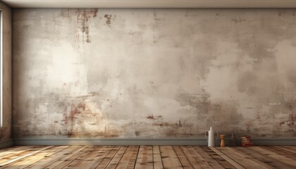 Empty room interior background with textured concrete wall   high quality super realistic 3d render