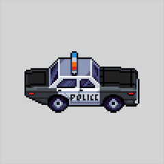 Fototapeta premium Pixel art illustration Police Car. Pixelated Cop Car. Police Cop Car Vehicle pixelated for the pixel art game and icon for website and video game. old school retro.