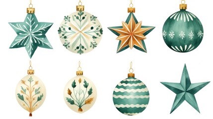 Watercolor Christmas Decoration Set AI Generated