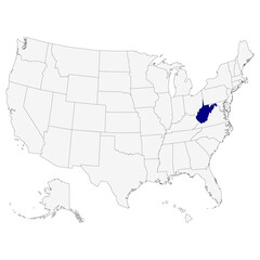 Fototapeta premium Map of West Virginia. USA flag.