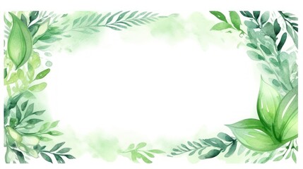 Green Watercolor Textured Frame Border for Wedding Invites Decoration AI Generated