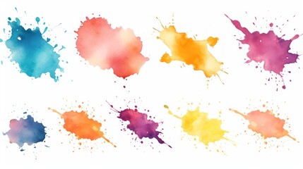 Vibrant Watercolor Splashes in Different Colors AI Generated