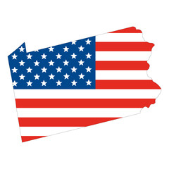 Map of Pennsylvania with USA flag. USA map.
