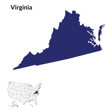State of Virginia, VA. USA map