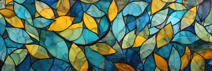 a blue tiled glass background, generative AI