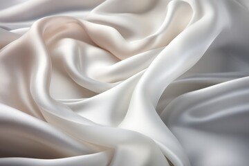 Fototapeta premium Close up of elegant crumpled white silk fabric for luxurious background design and texture concept