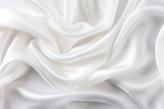 Close up of crumpled pure white silk fabric cloth   elegant luxury background texture design
