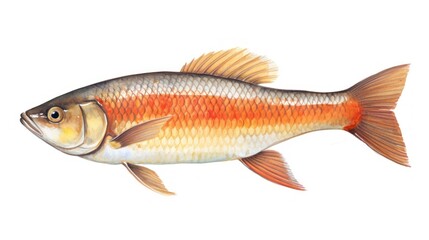 watercolor illustration of a goldfish on a white background. isolated Generative AI