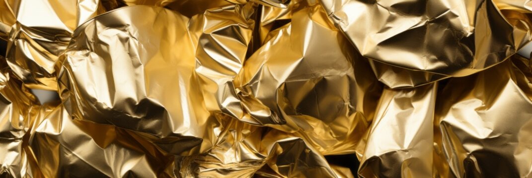 Captivating gold crumpled foil texture background for captivating designs and presentations